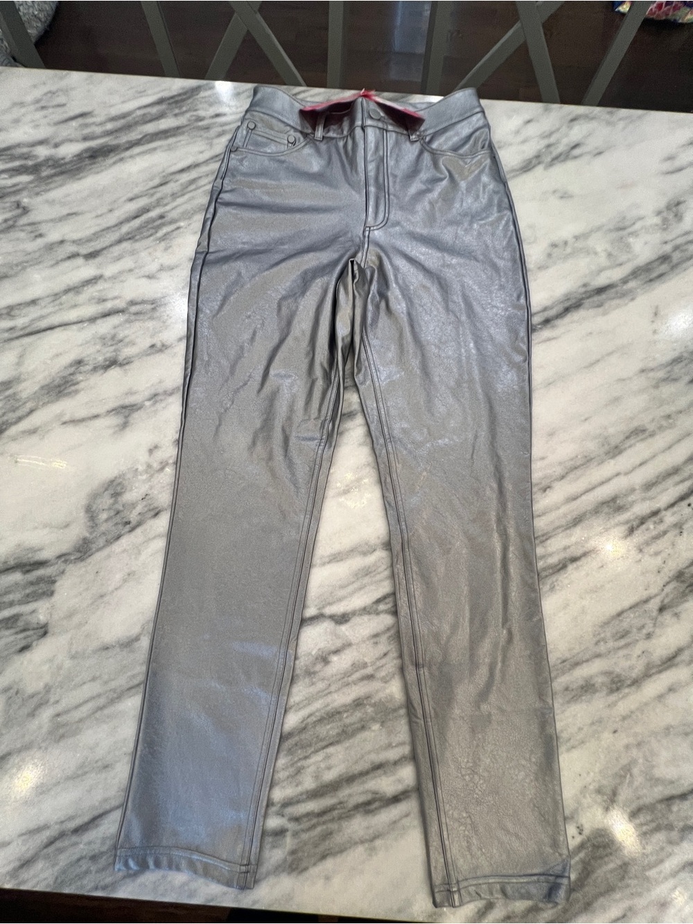 Woman’s  Metallic platinum  faux leather Pants